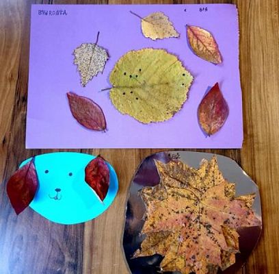  Grafika #8: Jesienne zwierzaki cudaki z liści w wykonaniu uczniów klasy 1b grafika