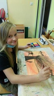  Grafika #9: ,,Tajemnicze drzewa – kółko plastyczne kl.2-3 grafika