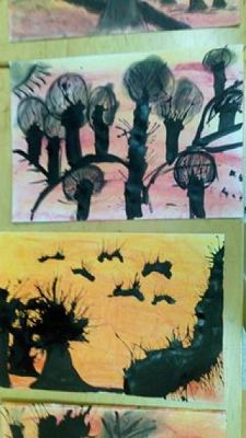  Grafika #15: ,,Tajemnicze drzewa – kółko plastyczne kl.2-3 grafika