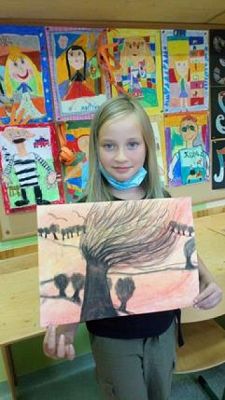  Grafika #16: ,,Tajemnicze drzewa – kółko plastyczne kl.2-3 grafika