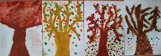  Grafika #11: Jesienne drzewa palcami malowane - kl. Ia grafika