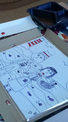 "Folklor Kaszubski" na szkle malowany grafika