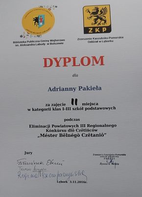  Grafika #7: LAUREACI POWIATOWEGO KONKURSU PIĘKNEGO CZYTANIA grafika
