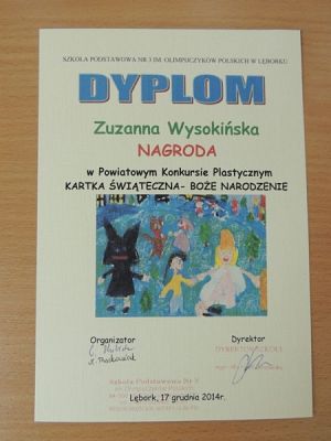  Grafika #1: Nagroda w Powiatowym Konkursie Plastycznym Kartka Świąteczna - Boże Narodzenie grafika