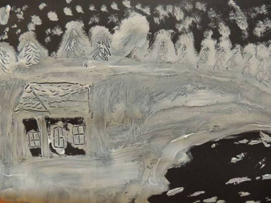  Grafika #1: Zimowa noc malowana pastą do zębów grafika