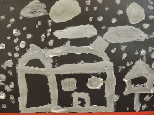  Grafika #3: Zimowa noc malowana pastą do zębów grafika